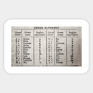 Nerd Greek Alphabet Sticker